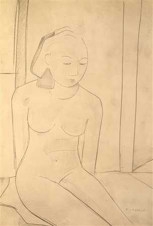 Felice Casorati "Figura 1958" disegno 48,5x33,5 prov." la Bussola di Torino"
