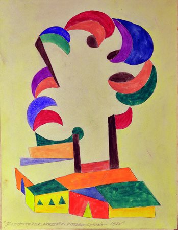 Corona Vittorio "Studio per arazzo" tempera 24x30