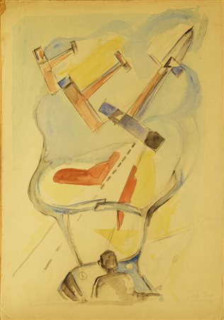 Ferro Italo "Areopittura 1930" tecnica mista 31X42