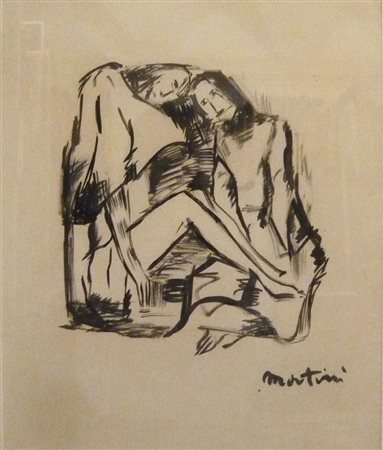Martini Arturo "Figure" china su carta cm 33x27 collezione Lorenzin autentica...