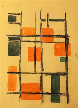 Rotella Mimmo "Astratto 1949" Tecnica mista 30x43