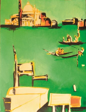 Remo Brindisi "Venezia" olio su tela 40x30 autentica dell'art. su foto