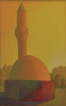Salvo "Paesaggio" 1990, olio su tela, 50 x 39.5 cm autentica dell'art. su foto