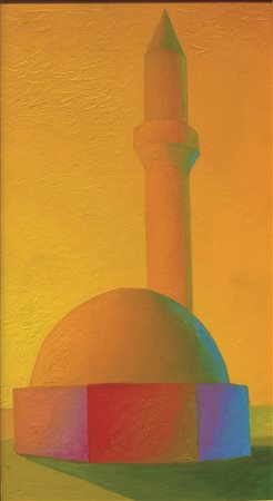 Salvo "Paesaggio" 1990 olio su tavola 60 x 33 autentica dell'artista su foto