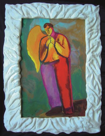 Sandro Chia "Figura" monotipo su carta con cornice d'artista cm 127 x 97...