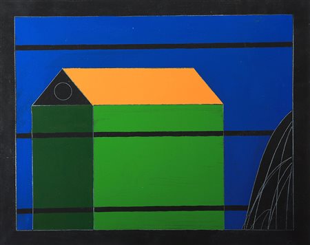 Franco Angeli "Casetta" olio su tela 40x50