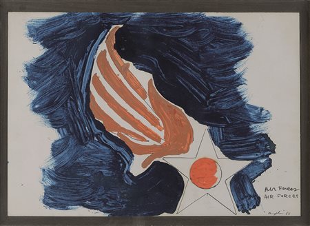 Franco Angeli "Air Forces" 1966 smalti su carta cm 36 x cm 50