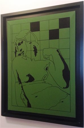 Tano Festa "Michelangelo" acrilico su tela 80x100 archivio Soligo anni 70