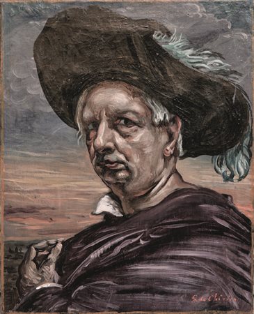 Giorgio De Chirico olio tela cm 50x40 "Autoritratto" 1960 pubblicato su...