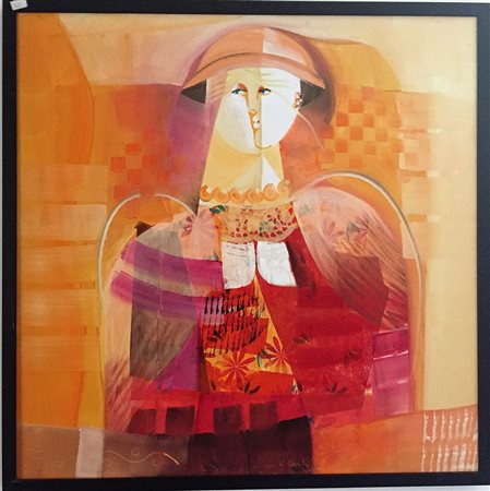 Vittorio Maria Di Carlo "Figura" olio su tela 70x70 aut dell'art su foto