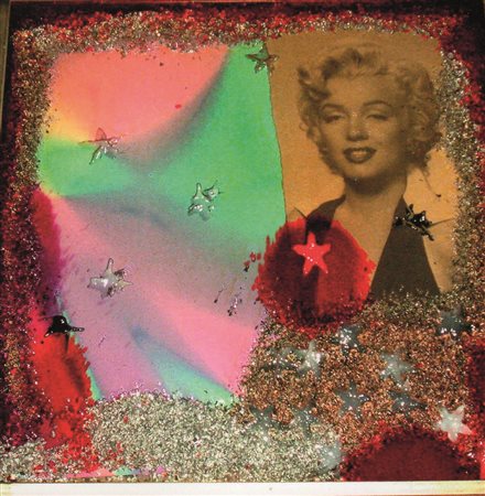 Omar Ronda "Marylin frozen" tecnica mista 70x70 autentica dell'artista su foto