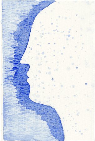 Mimmo Paladino "Volto" matita e acquerello su carta 15x10