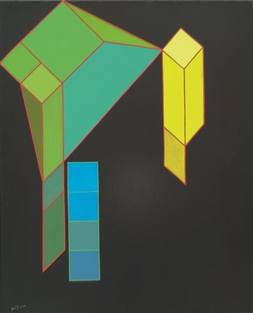 Achille Perilli 2004 "Il Doppione" olio su tela cm 81 x 65