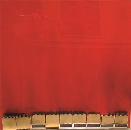 Bernard Aubertin 2009 acrilico e collage su tavola cm 40 x 40 autentica...