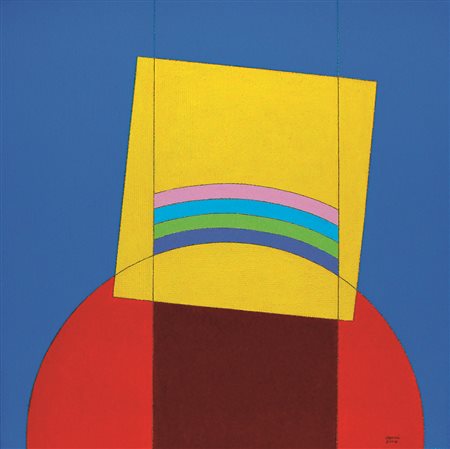 Eugenio Carmi 2004 "Raccontando" olio su tela cm 40 x 40