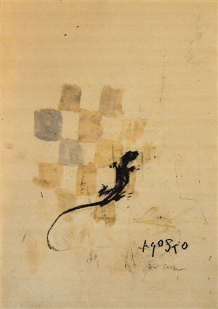 Piero Pizzi Cannella "Agosto"tecnica mista 25x35 2010 autentica galleria Bagnai