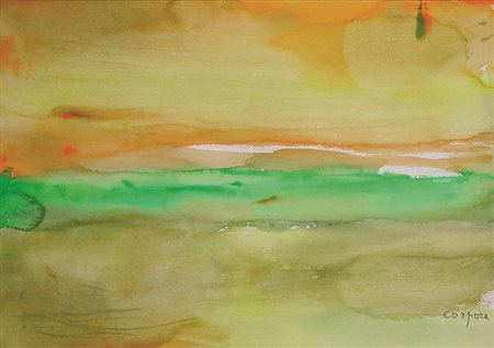 Antonio Corpora "Laguna nell'oasi" acquerello su carta 36x51 pubblicato nel...