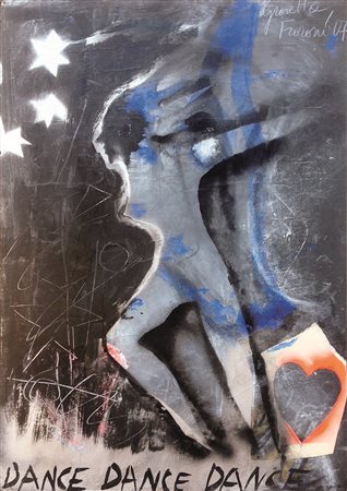 Giosetta Fioroni "Dance" tecnica mista carta rilegata su tela 50x70 2004...