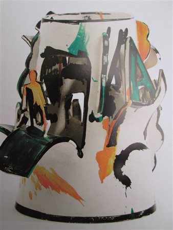 Ugo Nespolo ''Pannonica" (1989--90 )maiolica policroma, cm 35 x 40 x 32...