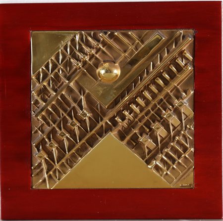 POMODORO ARNALDO (n. 1926) Senza titolo. . Argento dorato. Cm 13,00 x 13,00....