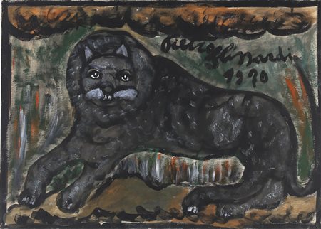 GHIZZARDI PIETRO (1906 - 1986) Il leone. . 1970. Tecnica mista su cartone. Cm...