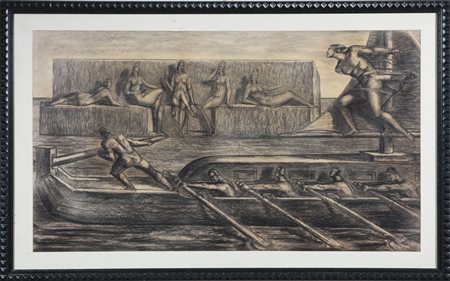 BAZZONI ALBERTO (1889 - 1973) Senza titolo. Carboncino su carta. Cm 120,00 x...