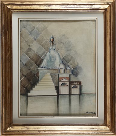 BRENNA CARLO (n. 1935) Senza titolo. . Olio su tela. Cm 37,00 x 46,00. Firma...