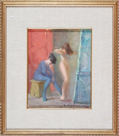 NAPOLEONE ARDUINO (1913 - 1985) Ballerine. Olio su cartone intelato. Cm 24,50...