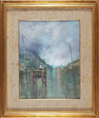 NAPOLEONE ARDUINO (1913 - 1985) Calesse. Olio su cartone telato. Cm 38,00 x...