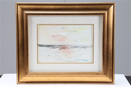 TRECCANI ERNESTO (1920 - 2009) Marina. Tecnica mista su tela. Cm 35,00 x...