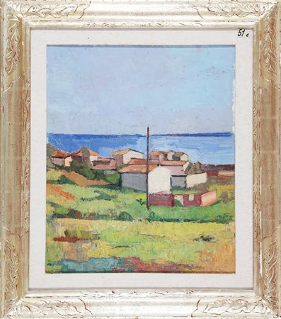 GUZZI VIRGILIO (1902 - 1978) Nel Sole. 1974. Olio su tela. Cm 50,00 x 60,00....