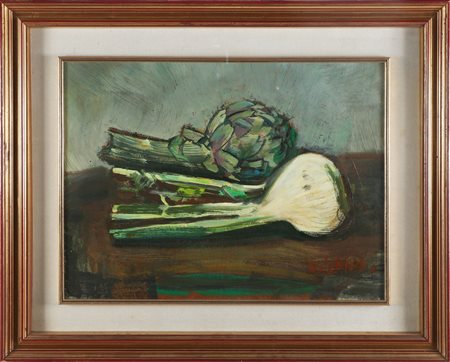 GAROSIO OTTORINO (1904 - 1980) Natura morta. . Olio su faesite. Cm 73,00 x...