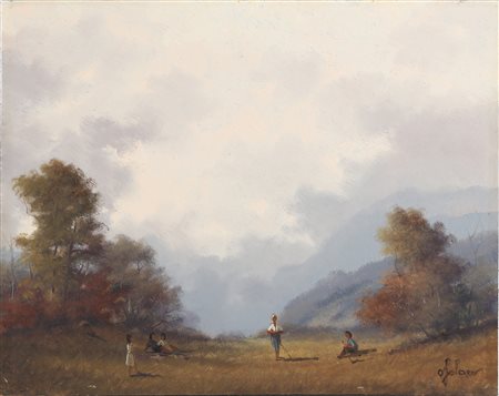 SOLARO OMERO (1909 - 2009) Senza titolo. . Olio su faesite. Cm 35,00 x 28,00....