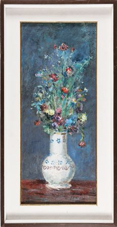 ALBERTINI LUCIANO (1910 - 1985) Fiori. . Olio su faesite. Cm 30,00 x 70,00....
