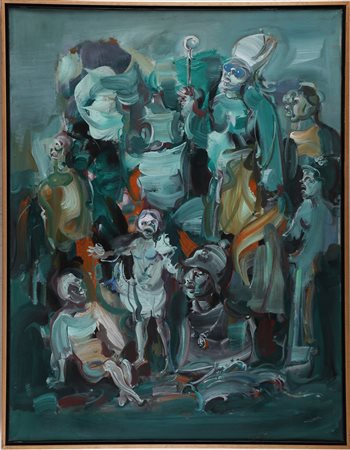 DI PRATA OSCAR (1910 - 2006) Mito e realtà. Olio e acrilico su tela. Cm 60,00...