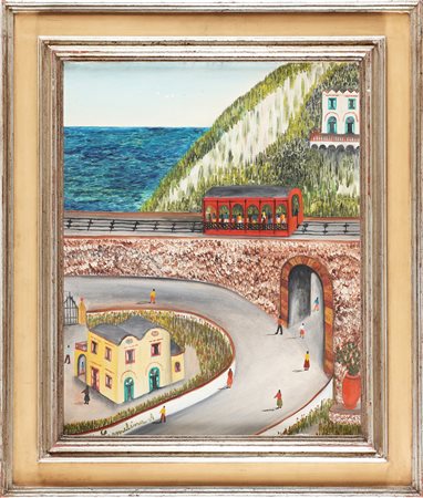 DI CAPRI CARMELINA (1920 - 2004) Funicolare. . Olio su tela. Cm 50,00 x...