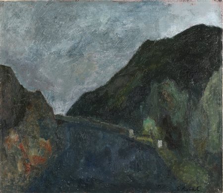 ROBERTI ENZO (1924 - 1990) Dopo la pioggia. . 1964. Olio su tela. Cm 60,00 x...