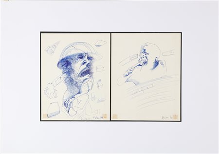 VAGLIERI TINO (1929 - 2000) Lotto composto da n. 2 disegni. Anarchico. . Biro...