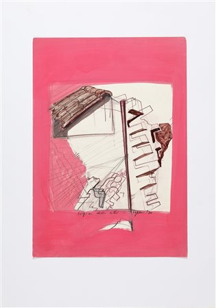 VAGLIERI TINO (1929 - 2000) Confusione della città. . 1970. Tecnica mista su...