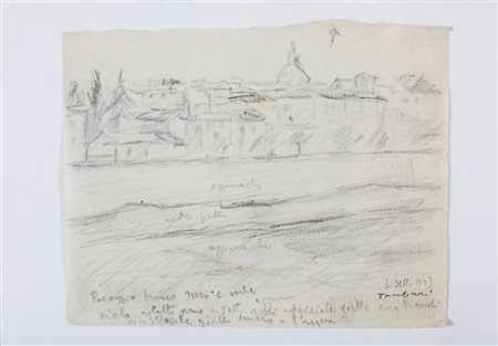 TAMBURI ORFEO (1910 - 1994) Paesaggio Francese. . Matita su carta. Cm 19,00 x...