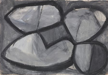 MILANI UMBERTO (1912 - 1969) Senza titolo. Olio su carta applicata su...