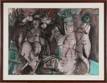 CASSINARI BRUNO (1912 - 1992) Senza titolo. 1963. Tecnica mista su carta. Cm...