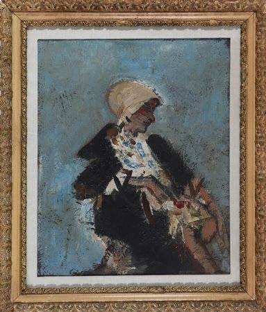 MATTIOLI CARLO (1911 - 1994) Ritratto di madame Eibischawa. 1962. Olio su...