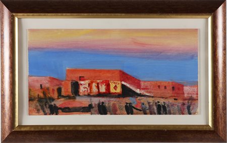 MAGAZZINI SALVATORE (n. 1955) Marrakech. . Olio su tavola. Cm 50,00 x 25,00....