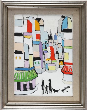 MONACHESI SANTE (1910 - 1991) Paris. Olio su tela. Cm 50,00 x 70,00. Firma in...