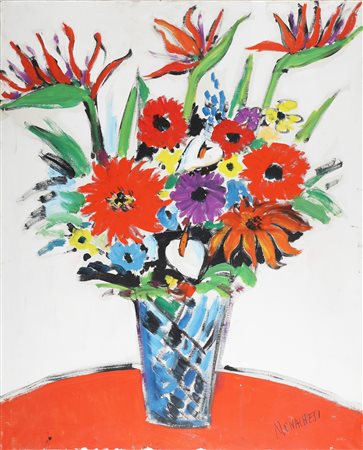 MONACHESI SANTE (1910 - 1991) Fiori. . Olio su tela. Cm 80,00 x 100,00. Firma...