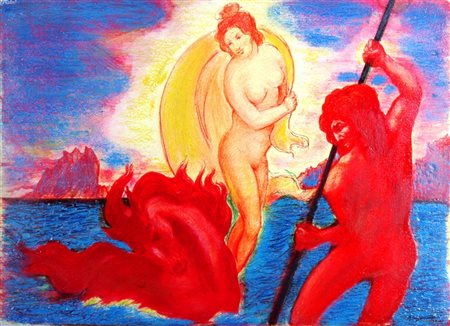 SASSU ALIGI (Milano 1912 - Palma di Majorca 2000) "Poseidone dona il cavallo...