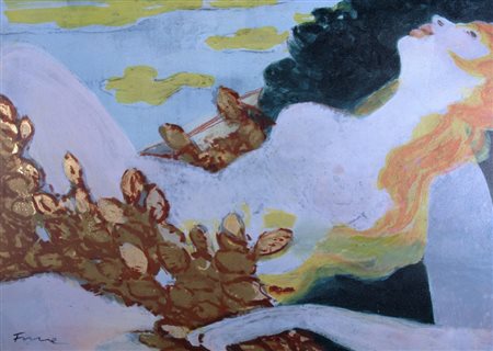 FIUME SALVATORE (Comiso 1915 - Canzo 1997) "Eva" Graffito su intonaco, su...