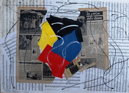 CARMASSI ARTURO (Lucca 1925) "Senza titolo" 1981 Tecnica mista e collage su...