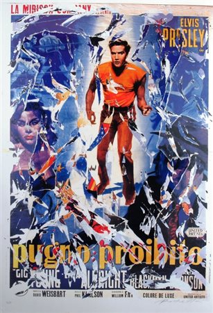 ROTELLA MIMMO (Catanzaro 1918 - Milano 2006) "Il pugno proibito" Litografia...